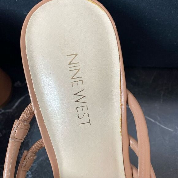 Nine West Glowy3 Womens size 9.5 M Heel Sandals Multi Strap Square Toe Shoes New - Picture 6 of 9